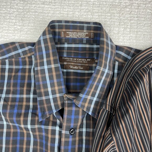 Lot of x2 Forsyth of Canada Dress Shirts Wrinkle Free Lined / Plaid Men Sz 2XL - Picture 3 of 16